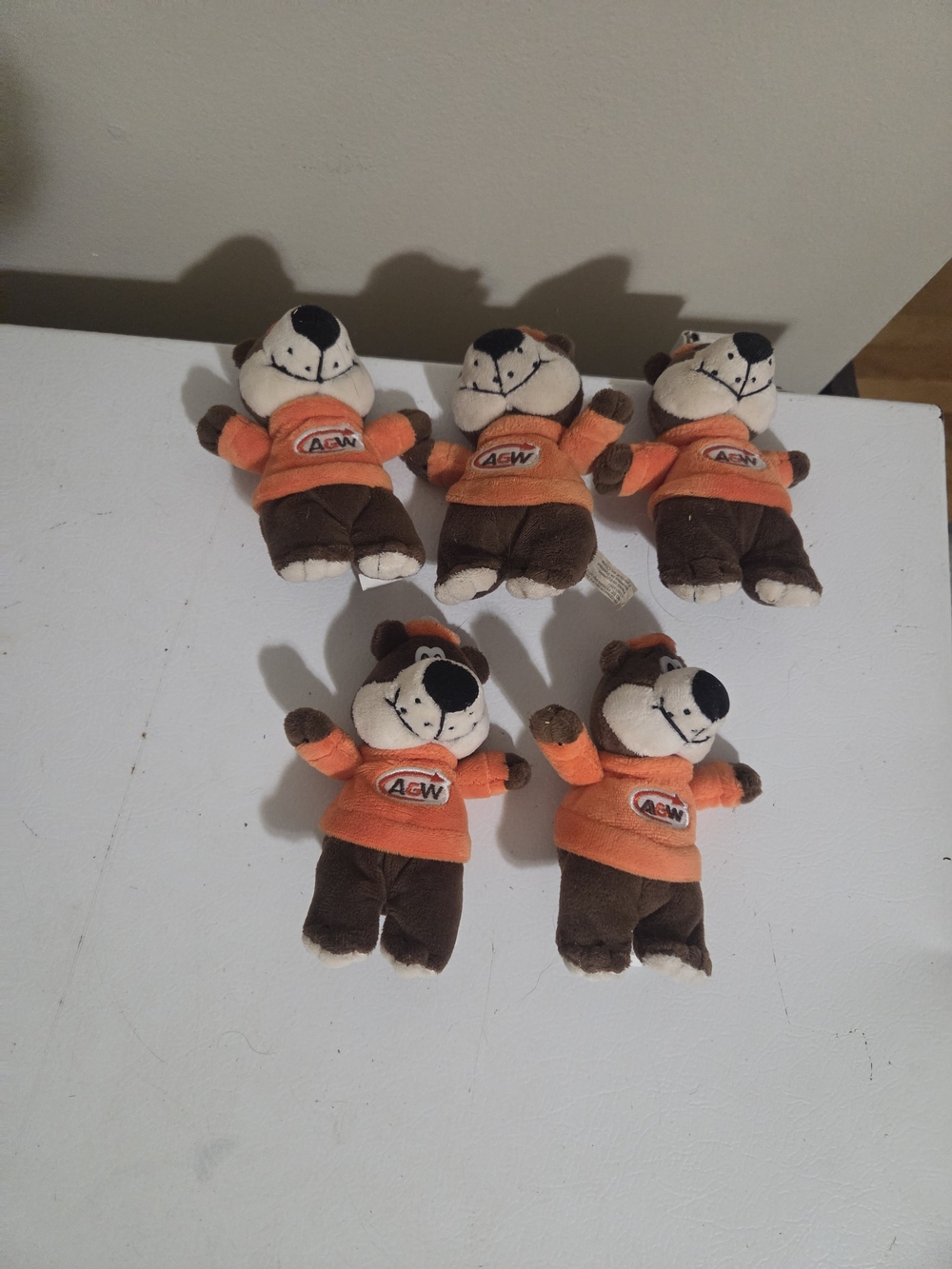 Vintage Collectible Plush Small 5" A & W Root Bear Stuffed Toys Set Of 5